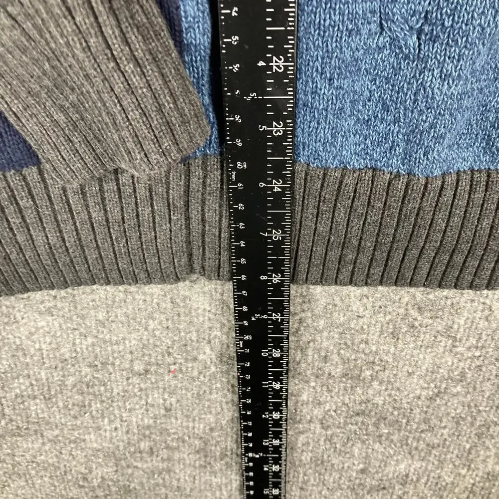 Dockers Sweater Mens XL Blue Gray Colorblock Crewneck Cotton‎ Knit Pullover